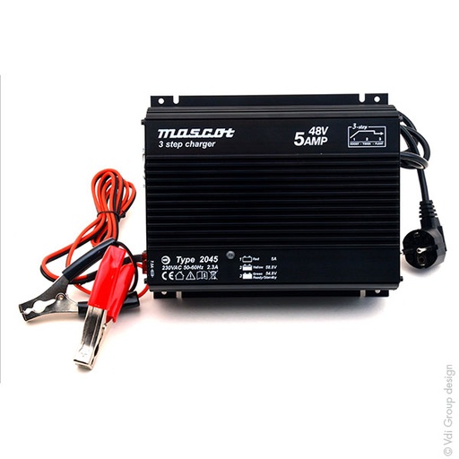 [ENICEP5183] Unité(s) Chargeur plomb 48V/5A 110-230V Mascot 2045 - pinces crocodiles (Intelli