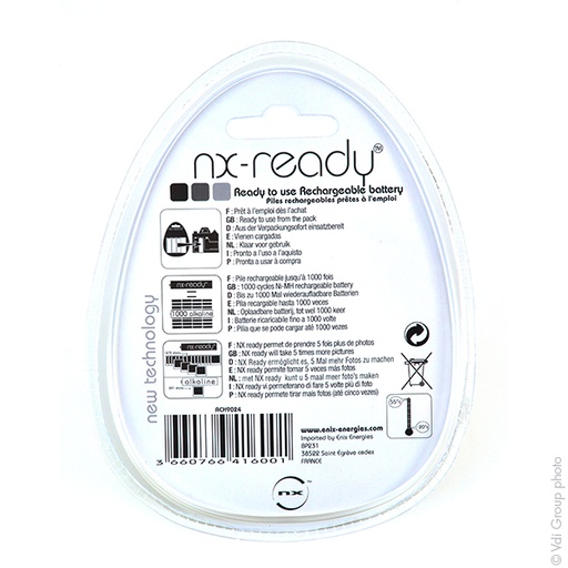 [ENIACH9024] Blister(s) x 2 Accus Nimh blister x2 C NX READY 1.2V 4000mAh