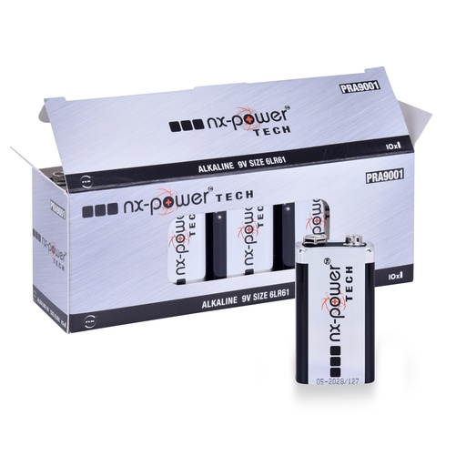 [ENIPRA9001] Boîte(s) de 10 Pile alcaline 6LR61 Nx-Power Tech 9V 680mAh
