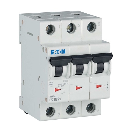 [EAT278898] Disjoncteur modulaire FAZ, 25A, 3P, 15kA (IEC/EN 60947-2), courbe D