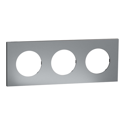 [SCHS915706] Odace Métal - plaque de finition 3 postes - effet Titane support noir