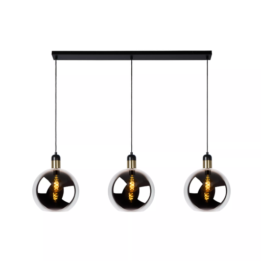 [LUC34438/03/65] JULIUS Suspension-Fumé-3xE27-25W-Verre