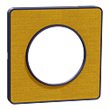 [SCHS550802KY] Odace 2011 Touch  - plaque 1 poste Kvadrat ocre avec liseré bleu cobalt