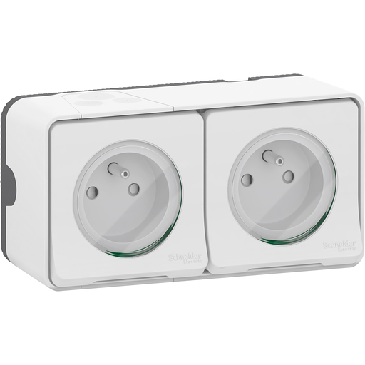 [SCHMUR36027] Mureva Styl - Double prise 2P+T précâblée horiz - saillie - IP55 - IK08 - blanc