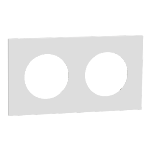 [SCHS917704] Odace Métal - plaque de finition 2 postes - effet Céramique Blanc support blanc