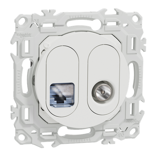 [SCHS920141] Odace - prise mixte RJ45 Cat.6 STP + TV - blanc craie