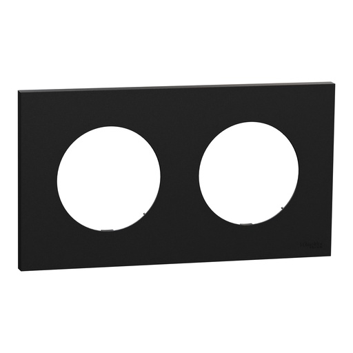 [SCHS940704] Odace - plaque de finition 2 postes - couleur Noir onyx