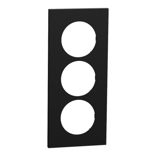 [SCHS940716] Odace - plaque de finition 3 postes entraxe spécifique 57mm - Noir onyx