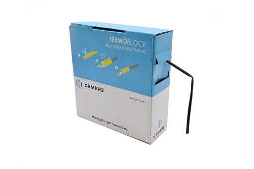 [CEMTBS32X10BK] Gaine thermo 2:1 en cassette 3,2 mm av. rétreint L 10 m noire