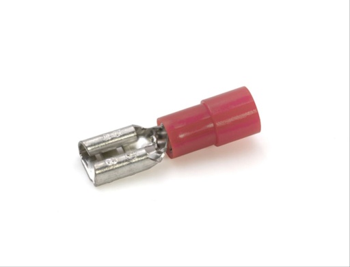 [CEMRFF608] Clip partiellement isolé femelle rouge rouge (0,25 à 1,5 mm²) - 6,3 x 0,8 mm
