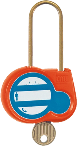 [CATAL-240-OR-Z] Cadenas orange anse 50mm diamètre 4mm clé aléatoire -"Appareil condamné".
