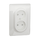 [SCHNU206318] Unica - prise 2P double pour boîte 1P - FR - vis - Blanc - méca + plaque