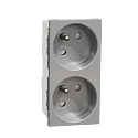 [SCHNU306930] Unica - prise double 2P+T - FR - 45° - connexion rapide - Alu - méca seul