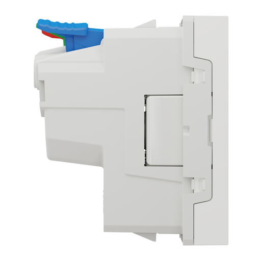 [SCHNU305918] Unica - prise 2P+T - FR - 90° - raccord rapide traversant - Blanc - méca seul