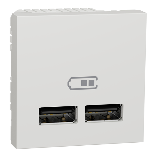 [SCHNU341818] Unica - chargeur USB double - 5Vcc - 1A + 2,1A - 2 modules - Blanc - méca seul