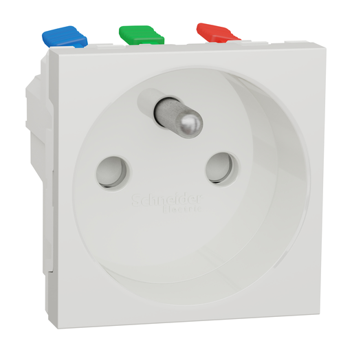 [SCHNU305920T] Unica - prise 2P+T - FR - 90° - goulotte - connex rapid - Blanc anti - méca seul