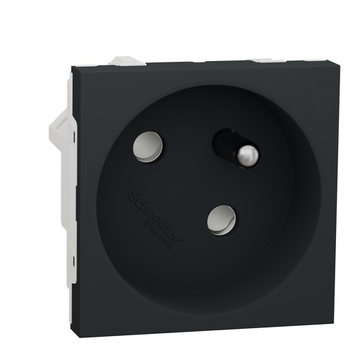[SCHNU304954] Unica - prise 2P+T - FR - 45° - raccord rapide traversant - Anthraci - méca seul