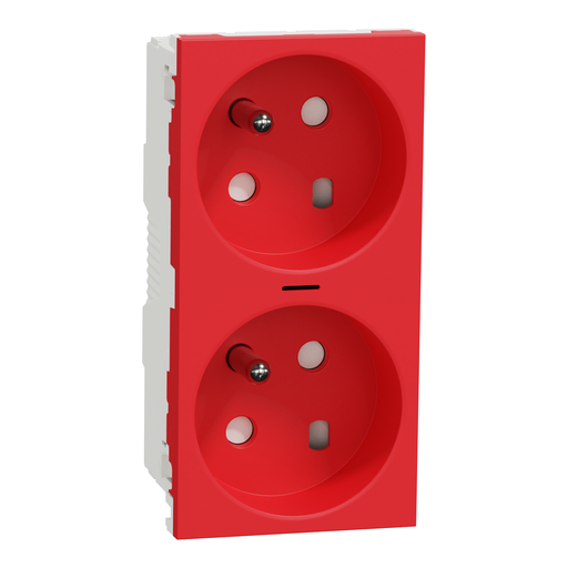 [SCHNU306103S] Unica - prise double lumineuse 2P+T - FR - 45° - détrompage - Rouge - méca seul
