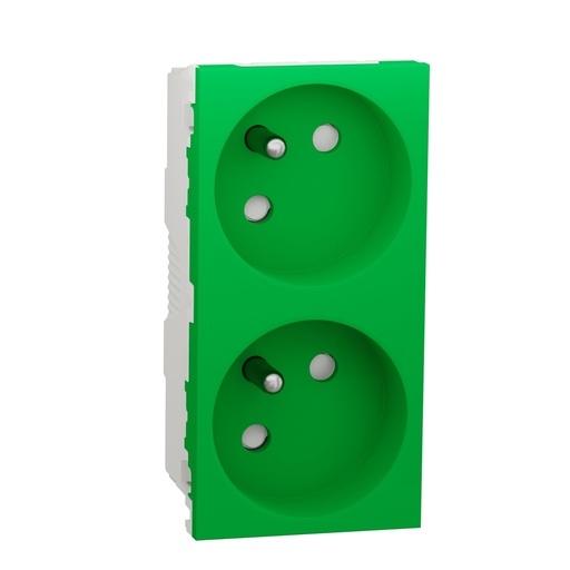 [SCHNU306906] Unica - prise double 2P+T - FR - 45° - connexion rapide - Vert - méca seul