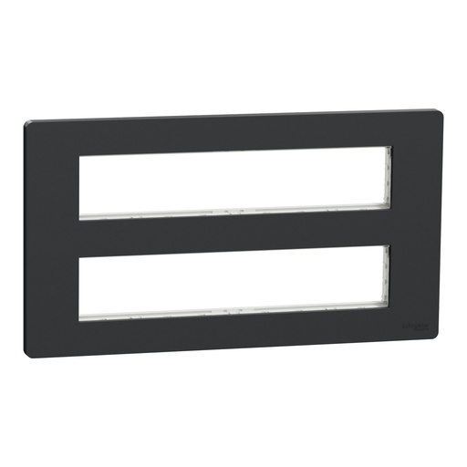 [SCHNU021054] Unica - support fixation + plaque finition boîte concent 2 rang 10 mod - Anthrac
