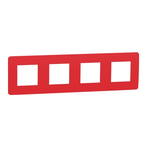 [SCHNU280813] Unica Studio Color - plaque de finition - Rouge cardinal liseré Blanc - 4 postes