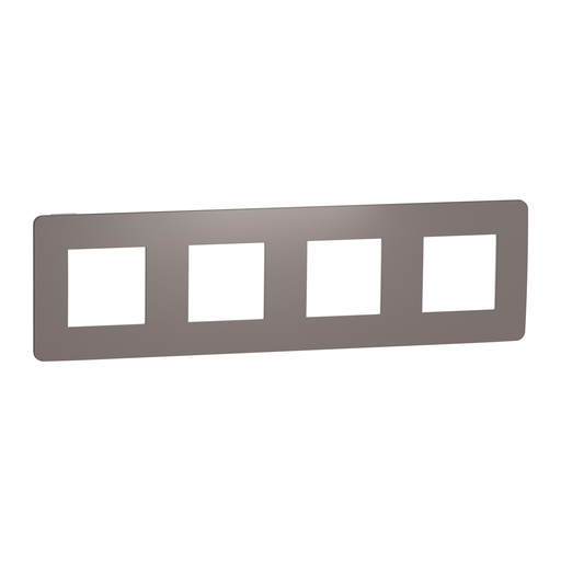 [SCHNU280816] Unica Studio Color - plaque de finition - Chocolat liseré Blanc - 4 postes