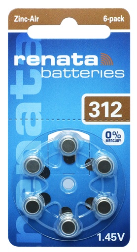 [ENIPBZ7308] Blister(s) x 6 Pile auditive 312A RENATA 0%Hg 1.45V 165mAh