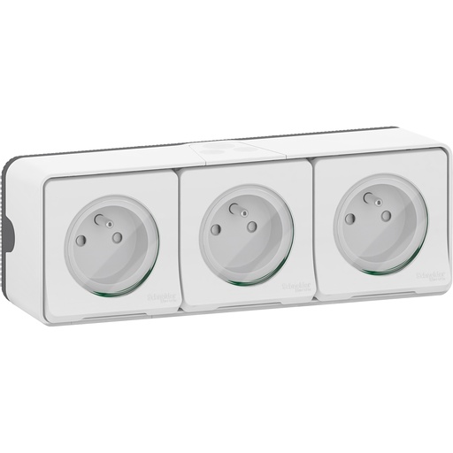 [SCHMUR36039] Mureva Styl - Triple PC 2P+T horiz. précâblée - saillie - IP55 - IK08 - blanc