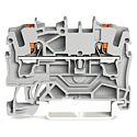 [WAG2202-1201] Borne de passage pour 2 conducteurs avec poussoir 2,5mm², gris