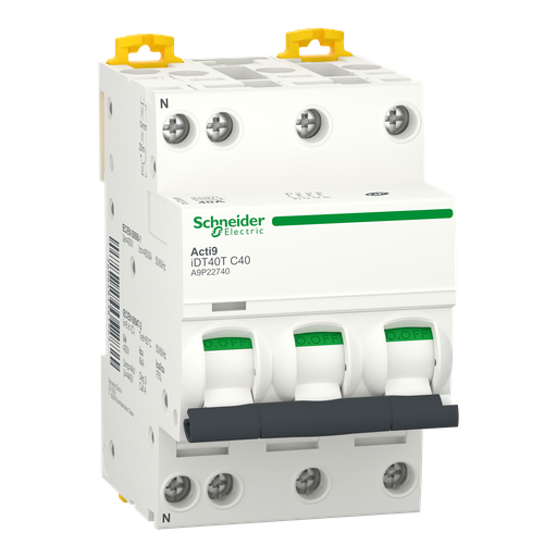 [SCHA9P22740] Acti9 iDT40T - Disjoncteur modulaire - 3P+N - 40A - Courbe C - 4500A/6kA