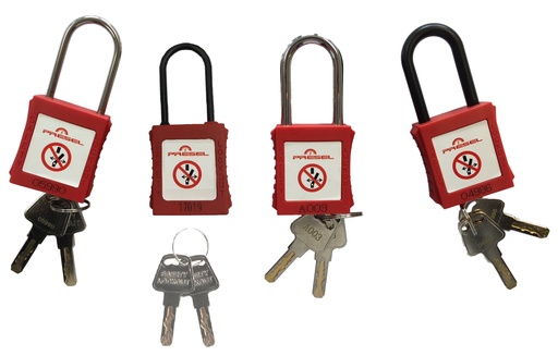 [CATPM-4-38-R-Z] cadenas plastique rouge anse metal 4mm clé aléatoire Z