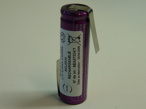 [ENIACL0034] Accumulateur(s) Accus Lithium-Ion 1x 14500 1S1P ST1 3.7V 0.65Ah HBL