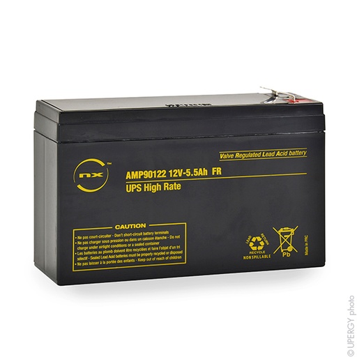 [ENIAMP90122] Unité(s) Batterie onduleur (UPS) NX 5.5-12 UPS High Rate FR 12V 5.5Ah F6.35/F4.8