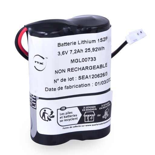 [ENIMGL00733] Pack(s) Batterie lithium 2x ER17505H 1S2P ST1 3.6V 7.2Ah JST